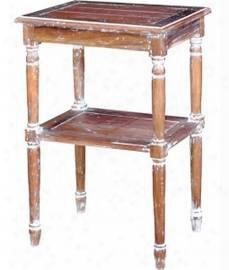 25180 Mary Tudor Vintage Lamp Stand With Bottom Shelf French Distressed Detail Turned Legs And White Distressed