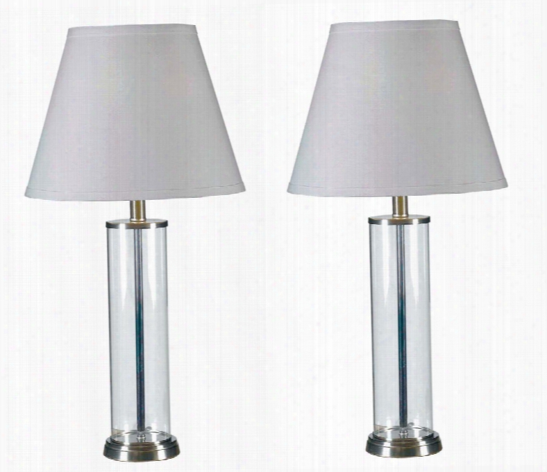 32080gbs Echo 2-pack Table Lamp In Glass With Brushed Steel Finish