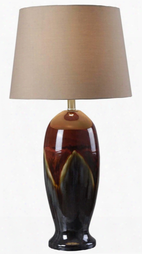 32147cg Lavo Table Lamp In Red Ceramic Glaze