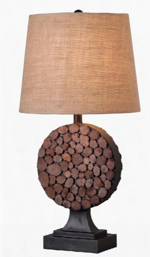 32310gfbr Knot Table Lamp In Golden Flecked Bronze With Natural Wood