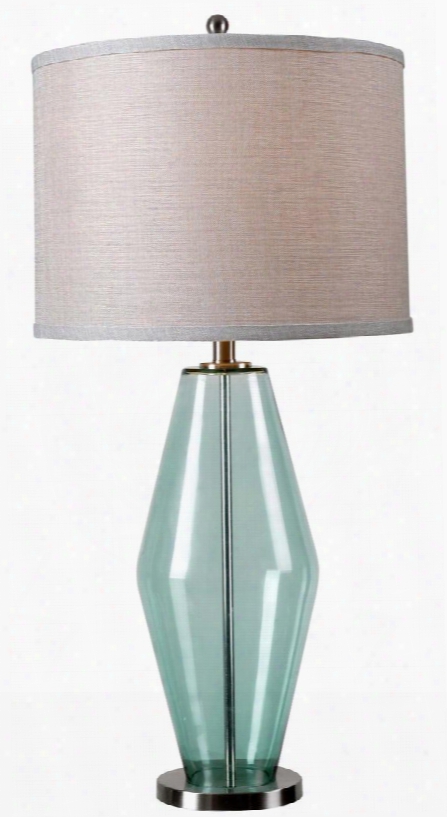 32315teal Azure Table Lamp In Teal Glass