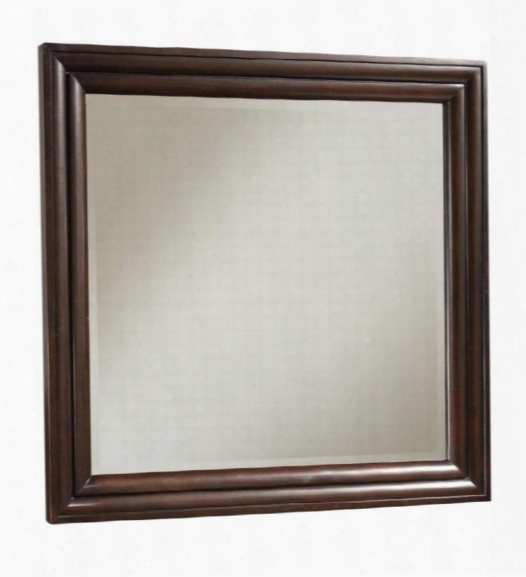 330110 Sable Beveled Mirror With Wooden Frame In Dark Brown Veneer