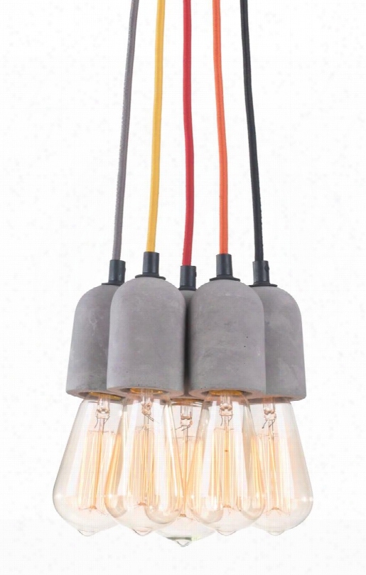 50207 6" Faith Ceiling Lamp With Cloored Electrical Cords In Concrete