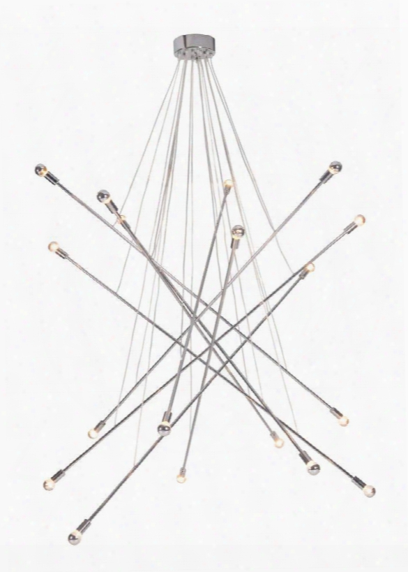 50216 78" Belief Ceiling Lamp With Long Chrome Arms And Criss Cross Pattern In