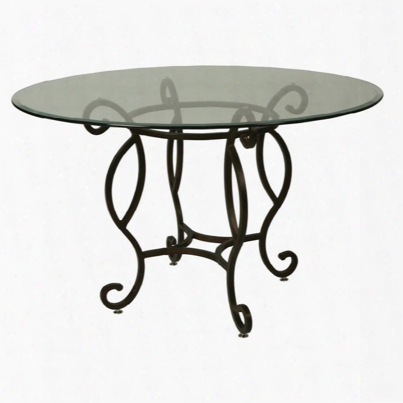 Atrium At-514-4819 48"round Dining Table With Glass Top Beveled Edge Stretcher And Base In Autumn