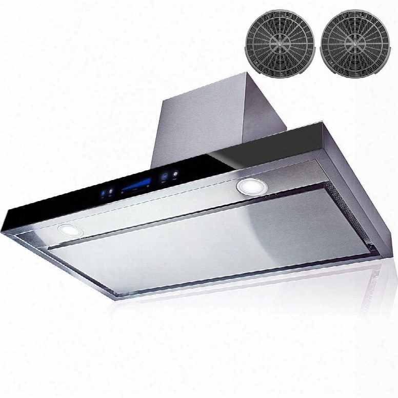 Awr27ps336 36" Wall Mount Ductless Range Hood With 760 Cfm Motor 3 Speed Fan Levels Ultra Quiet Operation Touch Control Panel Led Lighting Black Base And