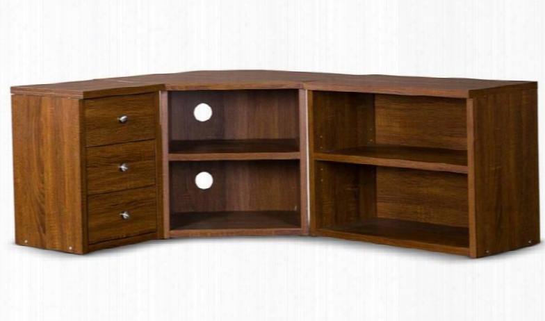 Baxton Studio Tv-032-oak Commodore Tv Stand With 3 Drawer Chest Side Shelves Pre-drilled Holes And Engineered Wood
