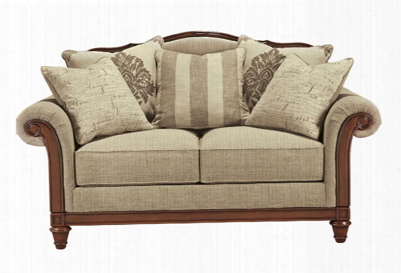 Berwyn View Collection 8980335 72" Loveseat With Textured Fabric Upholstery Molding Detail Rolled Arms And Traditional Style In