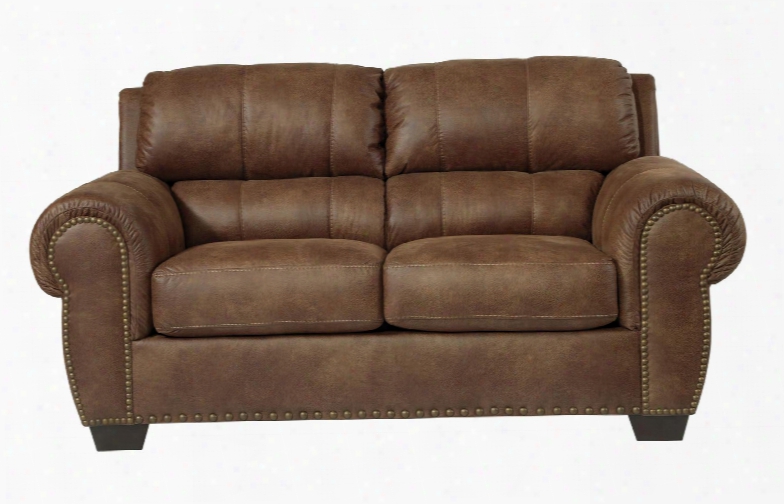 Burnsville Collection 9720635 74" Loveseat With Faux Leather Upholstery Stitched Detailing Nail Head Accents Rolled Arms And Traditional Style In