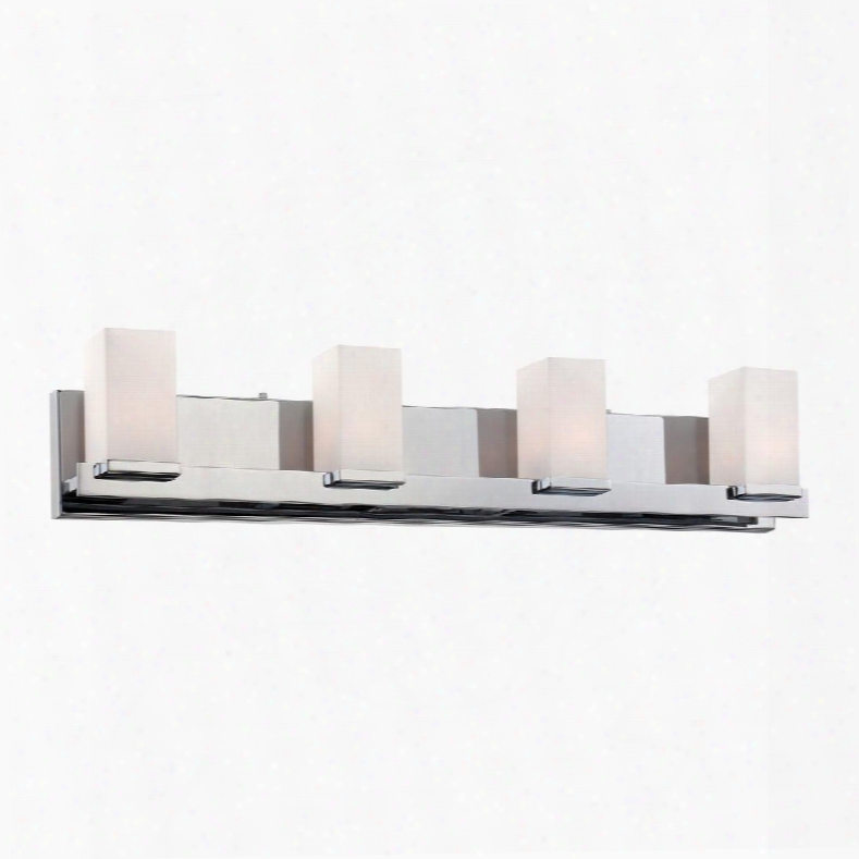 Bv1534-10-15 Sleek 4 Light Vanity W/ White Opal Glass /