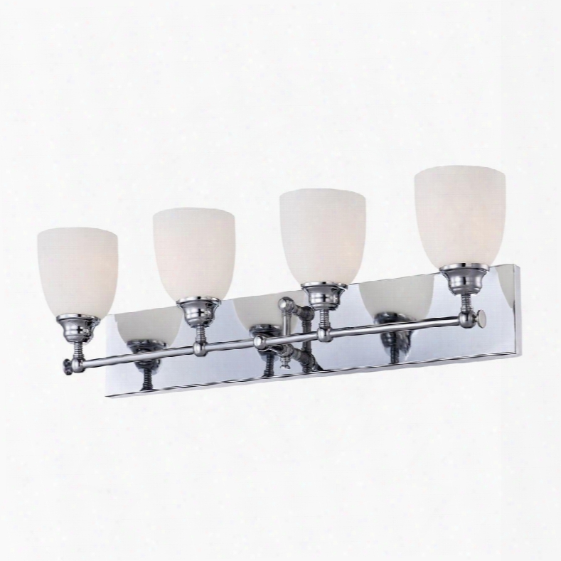 Bv2054-10-15 Essex 4 Light Vaity W/ White Opal Glass / Chrome