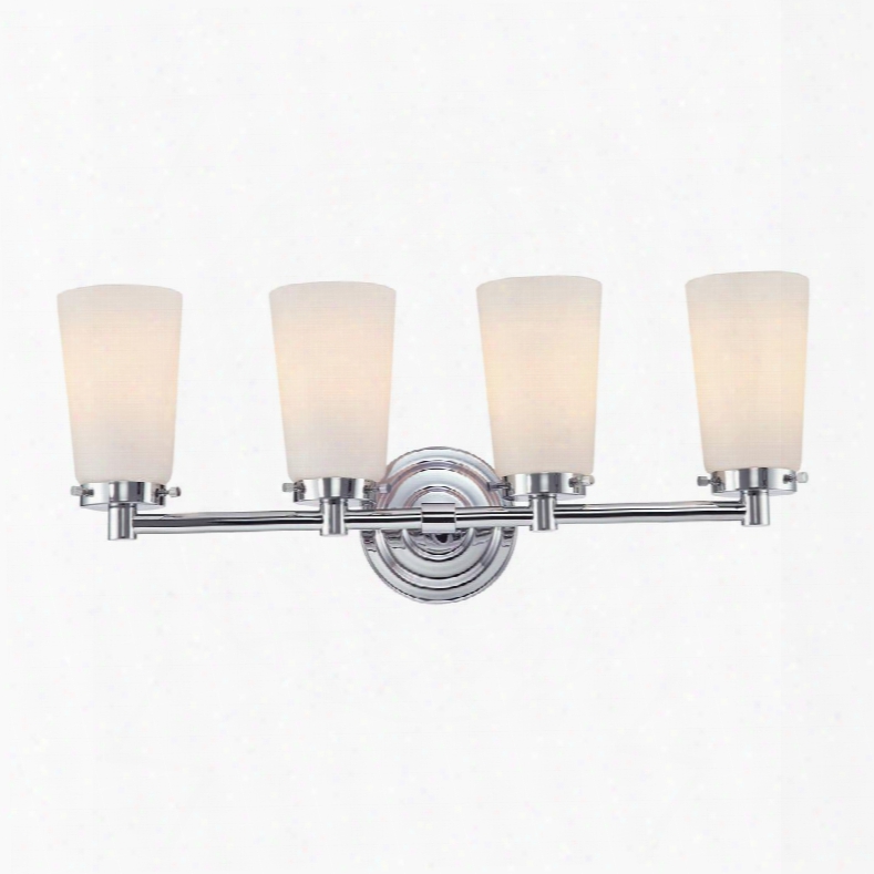 Bv7t4-10-15 Madison 4 Light Vanity White Opal Glass / Chrome