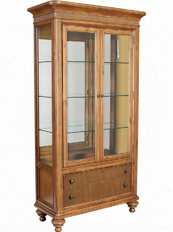 Cascade Collection 4940-560 44"wide Curio China Cabinet With 2 Framed Glass Doors Mirror Back 3 Adjustable Glass Shelves And Touch Lighting In