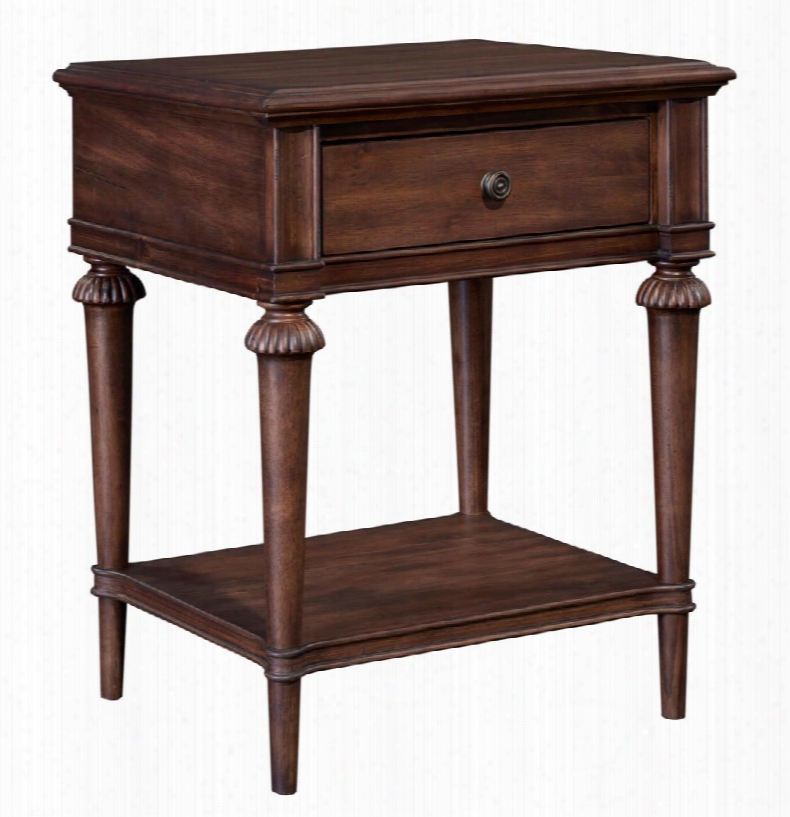 Cranford 4800-291 24" Wide Single Drawer Nightstand With Bottom Shelf Turned Legs And Detailed Moldings In