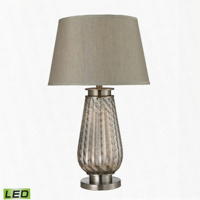 D2438-led Fallhurst Barley Twist Smoked Glass Led Table Lamp In Brushed