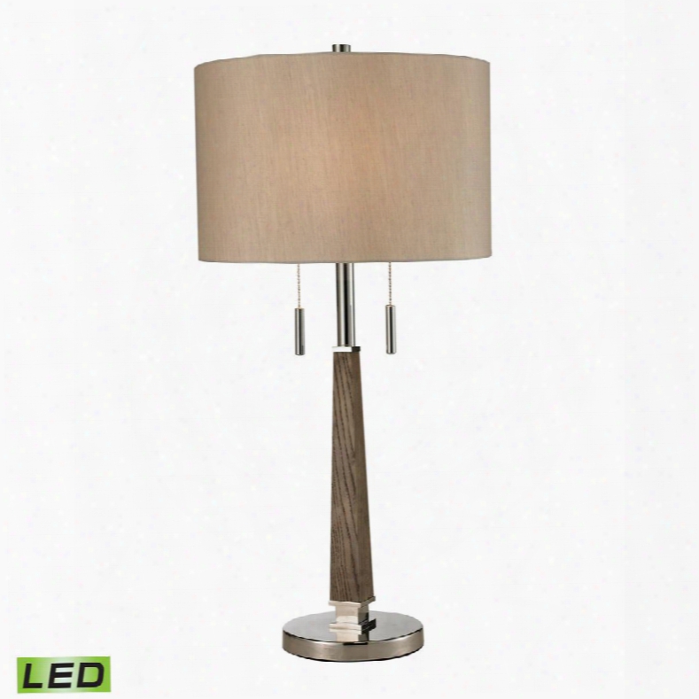 D2442-led Jorgensen Wood Led Table Lamp In Polished