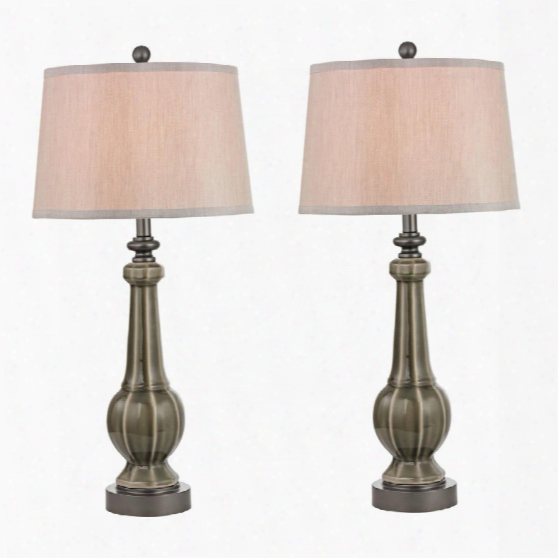 D2446/s2 Sailsbury Table Lamps In Georgia Grey Glaze - Set Of