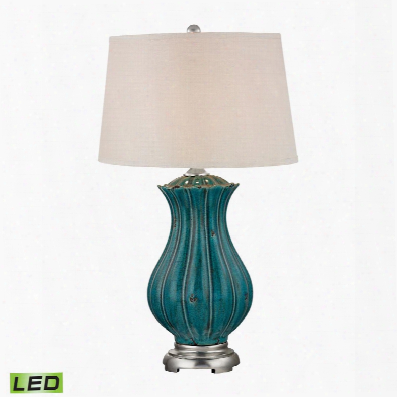 D2453-led Pewsey Oversized Ceramic Led Table Lamp In Distressed Dark