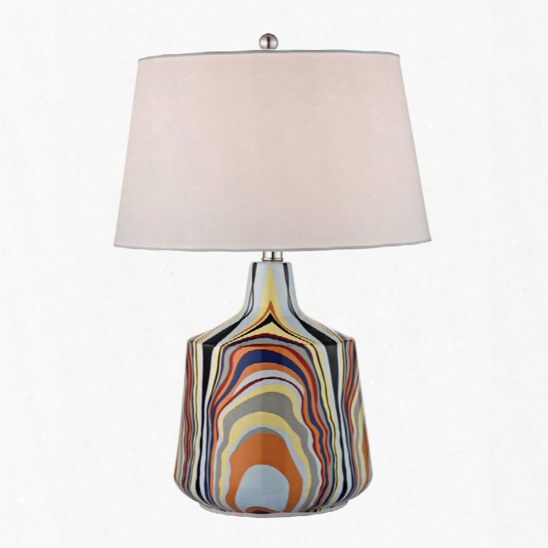 D2491 Technicolor Stripes Table Lamp With White