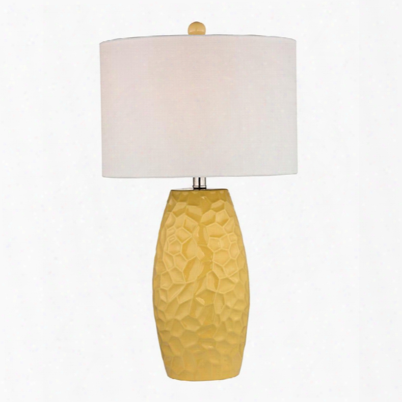 D2500 Sunshine Yellow Ceramic Table Lamp With White Linen