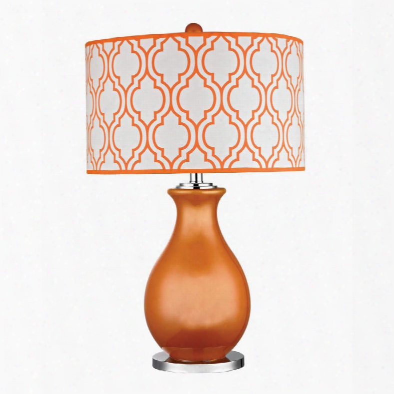 D2511 Thatcham Table Lamp In Tangerine Orange And Polished