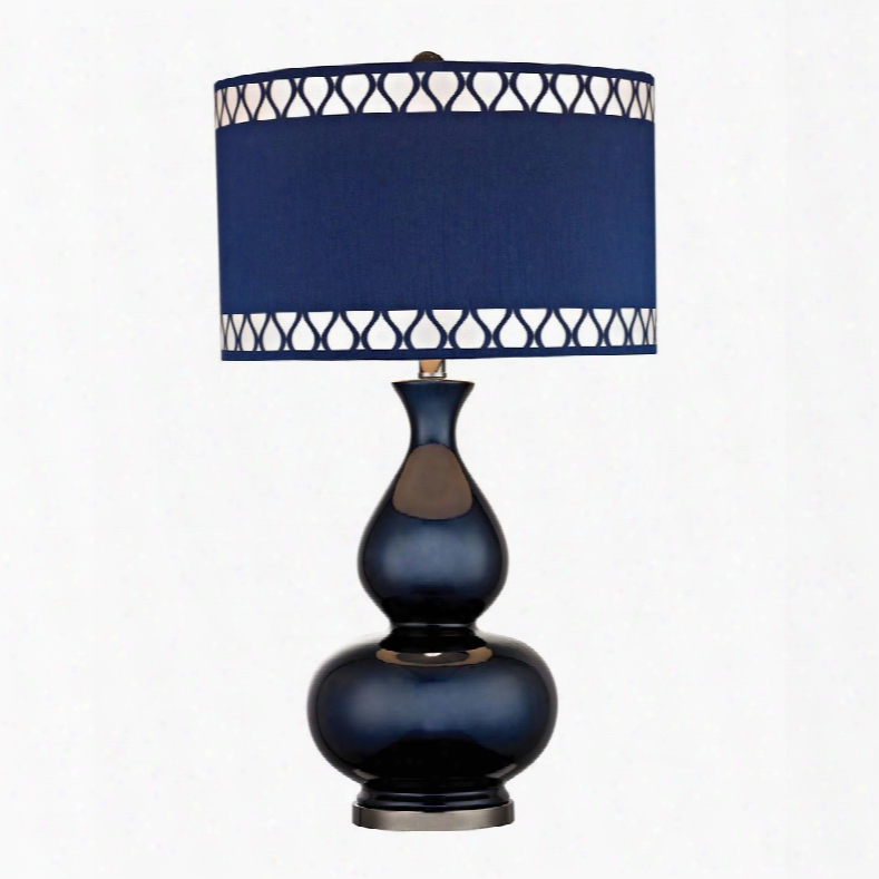 D2516 Heathfield Glass Table Lamp In Navy