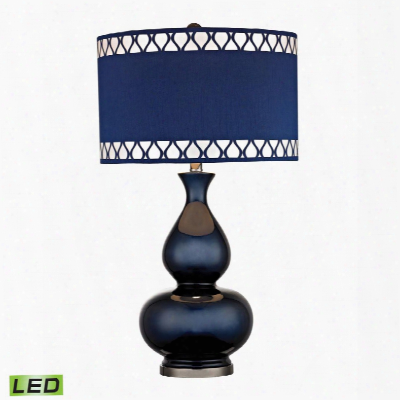 D2516-led Heathfield Glass Led Table Lamp In Navy