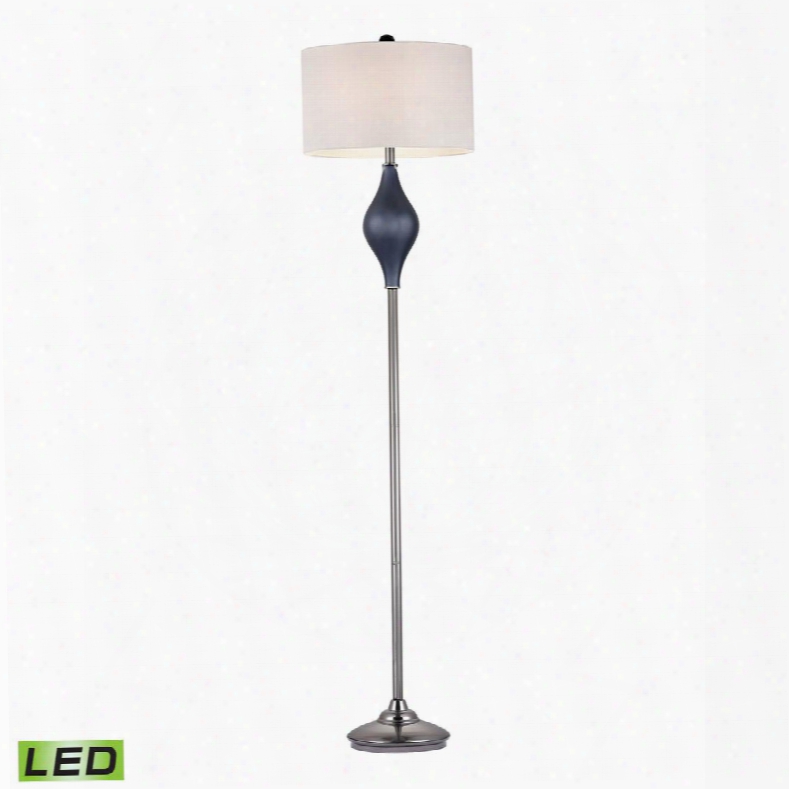 D2523-led Chester Glass Led Floor Lamp In Navy And Black