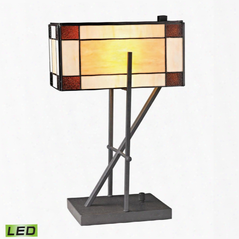 D2540-led Fort William Tiffany Glass Led Table Lamp In Matte