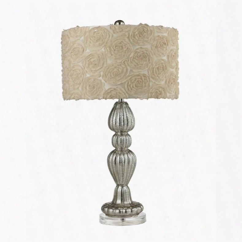 D2559 Ribbed Glass Table Lamp In Silver