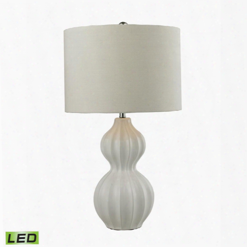 D2575-led Ribbed Gourd Led Table Lamp In Gloss White