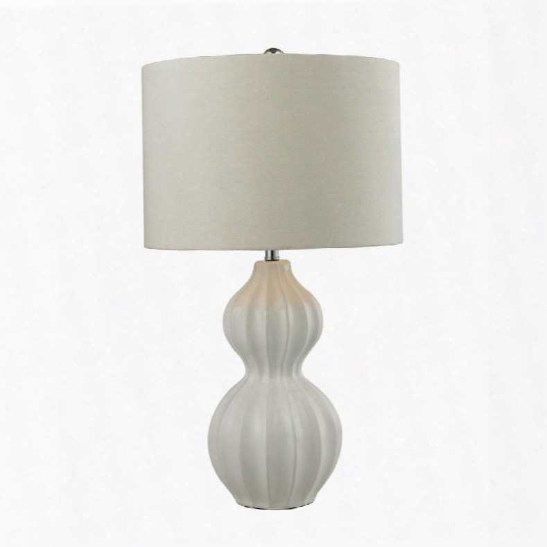 D2575 Ribbed Gourd Table Lamp In Gloss White