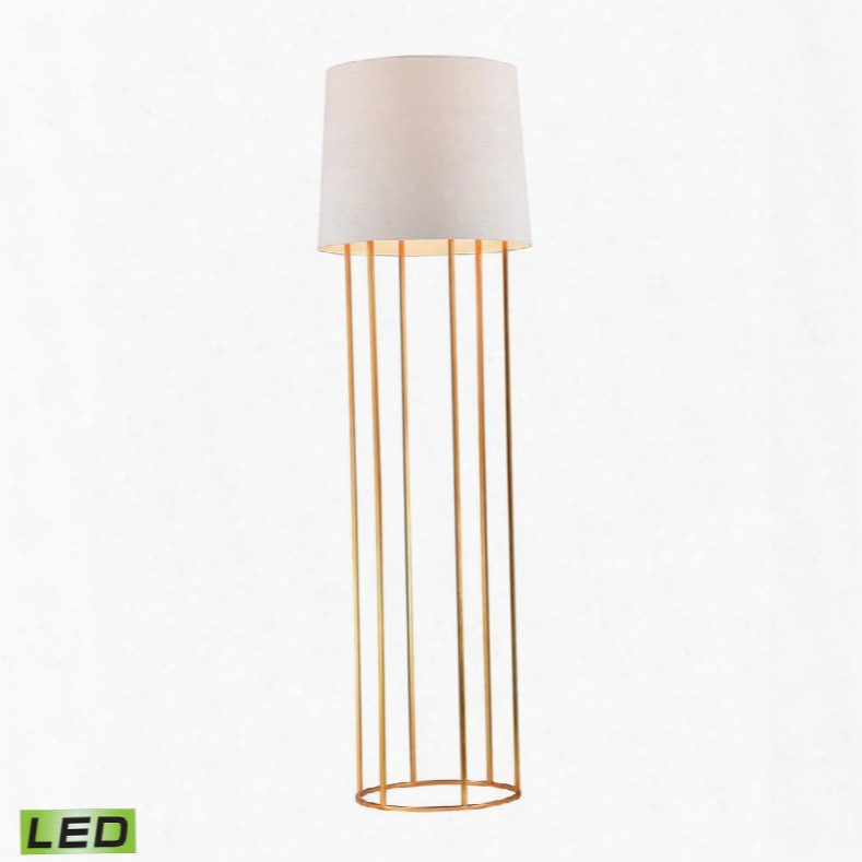 D2591-led Barrel Frame Led Floor Lamp In Gold Leaf