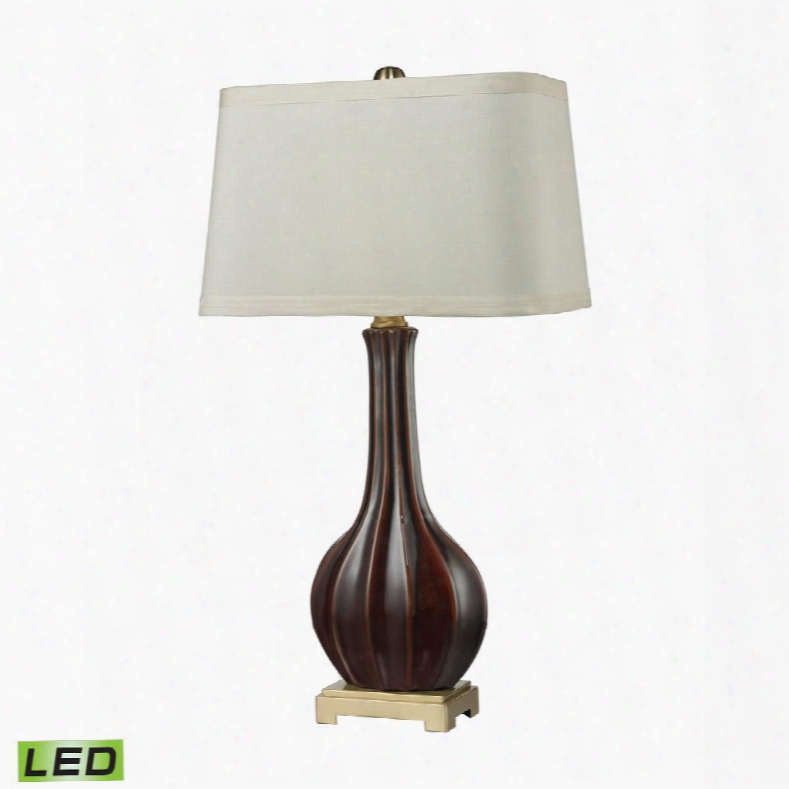 D2597-led Fluted Ceramic Led Table Lamp In Red