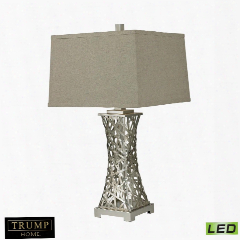 D2604-led Trump Home Woven Metal Thread Led Table Lamp In Silver