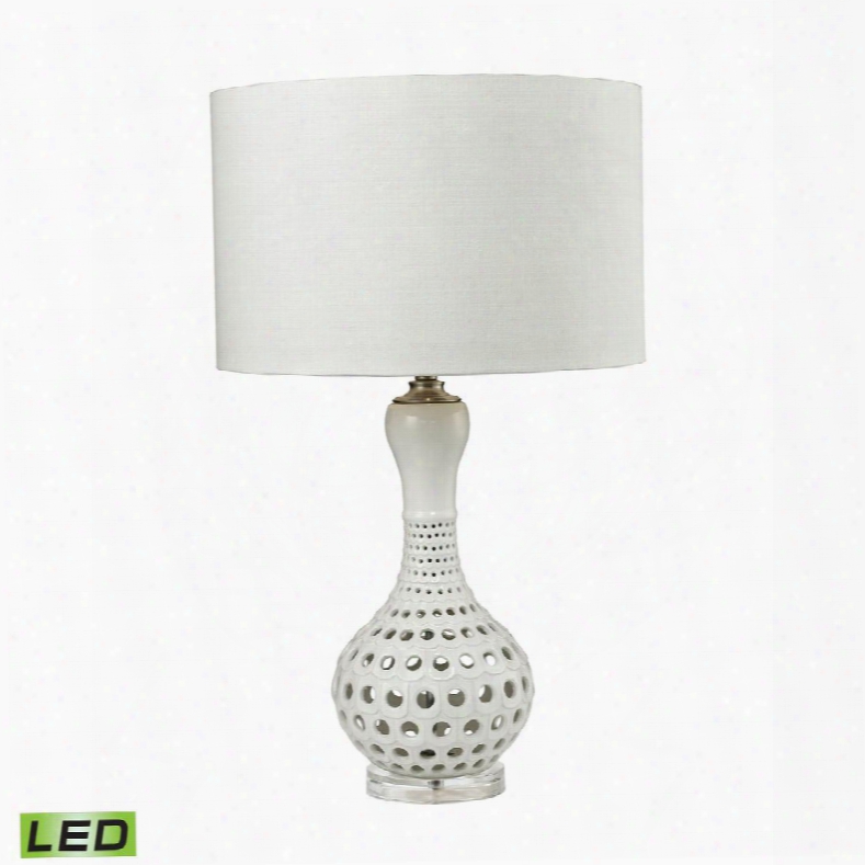 D2605-led Open Work Led Table Lamp In Gloss White