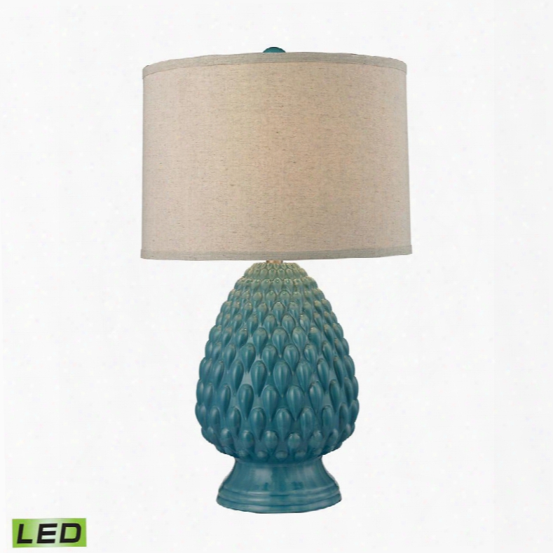 D2620-led Acorn Ceramic Led Table Lamp In Deep Seafoam Glazed