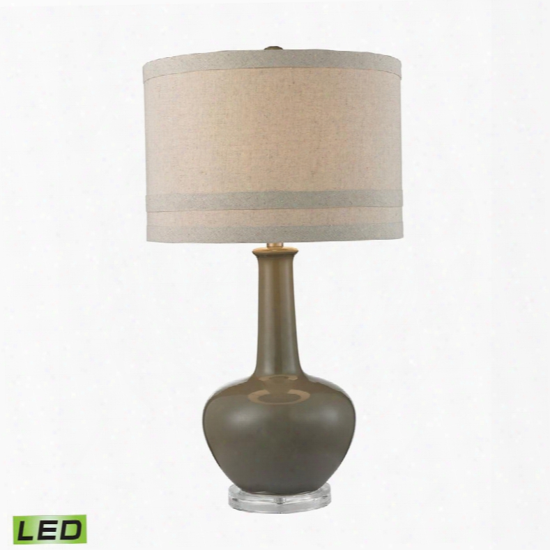 D2623-led Ceramic Led Table Lamp In Grey Glaze And