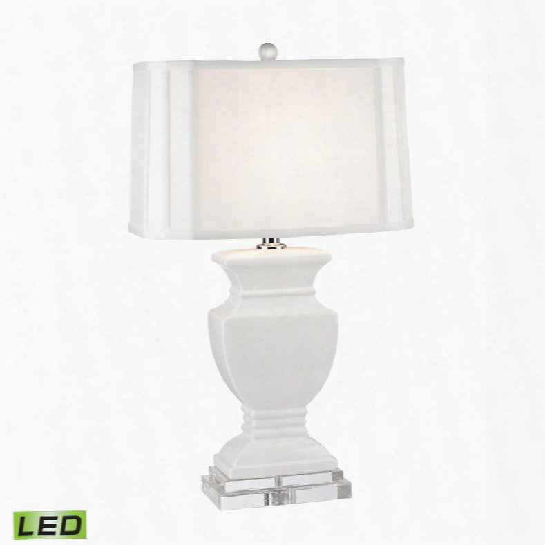 D2634-led Ceramic Led Table Lamp In Gloss White And