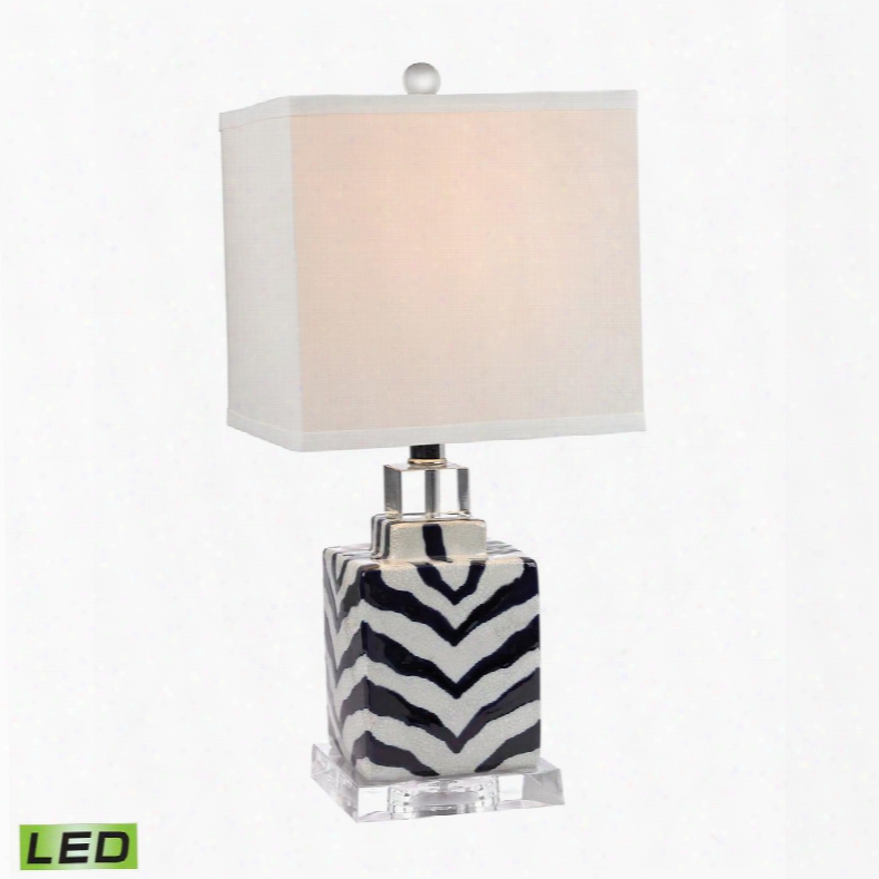 D2638-led Animal Print Led Table Lamp In Navy And White