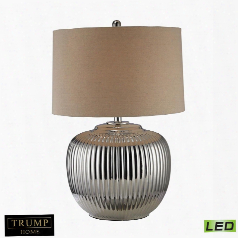 D2640-led Trumphome Oversized Ribbed Ceramoc Led Table Lamp In