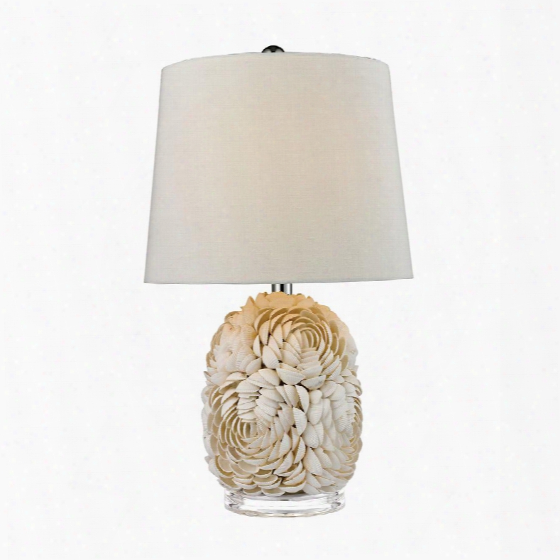 D2655 Natural Shell Table Lamp With Off White Linen