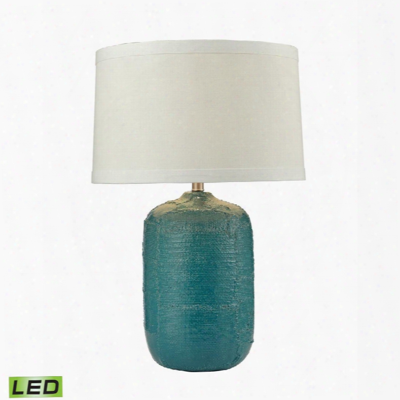 D2694-led Patchwork Ceramic Led Table Lamp In Mediterranean Azure