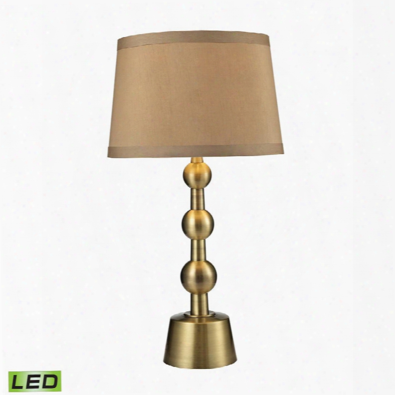 D2697-led Montpelier Led Table Lamp In Aged Brass With Light Taupe