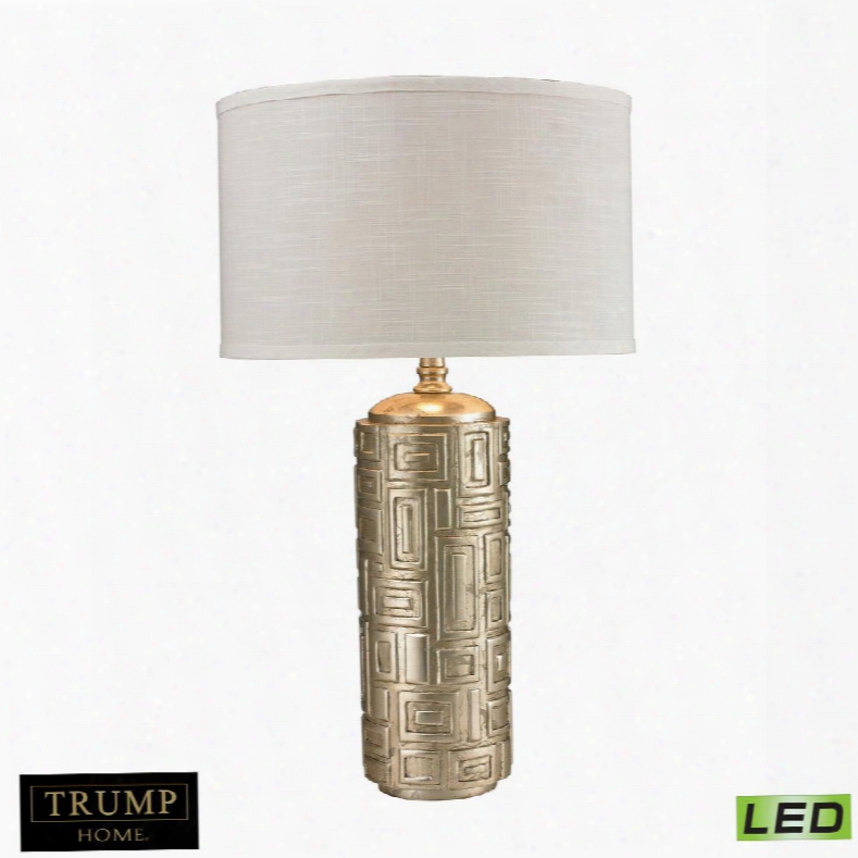 D2273-led Trump Home Geometric Pattern Drum Led Table Lamp In Silver