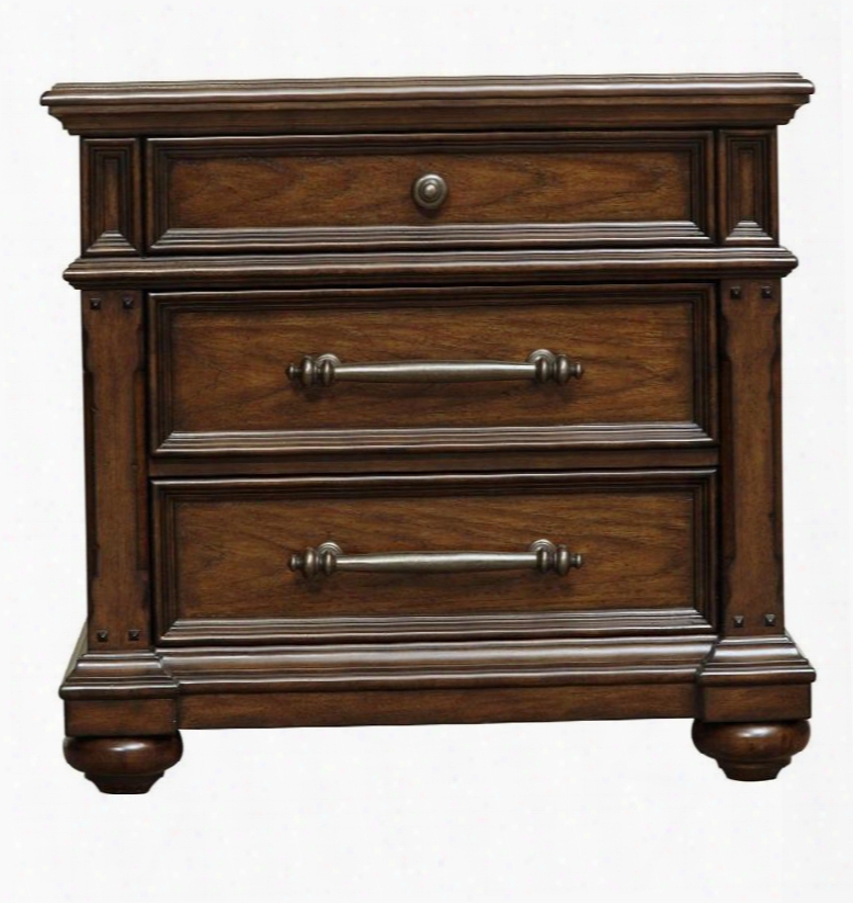 Durango Ridge 673140 31" Nightstand With 3 Drawers Ball Bearing Side Drawer Guides Dovetailed Drawers And Dust Bottoms In Brown Wood