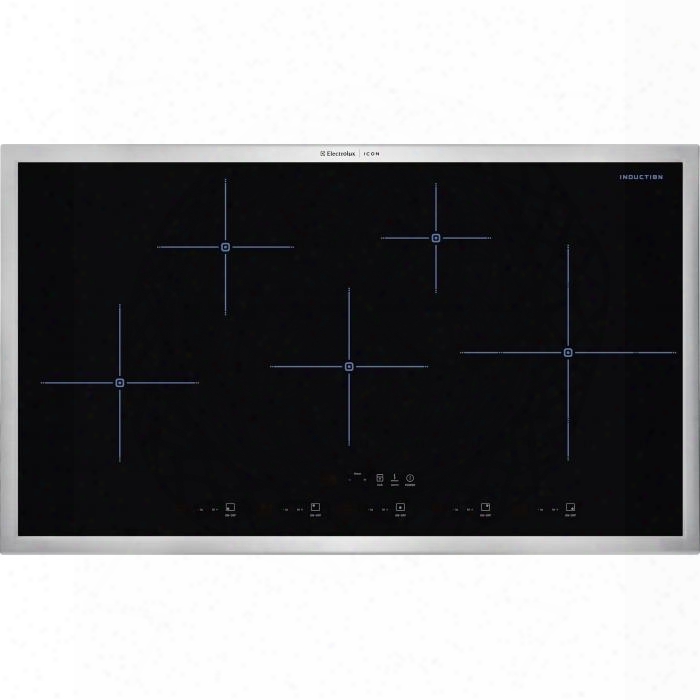 E36ic80qss 36" Designer Series Induction Cooktop With 5 Zones Power Assist Function Cookinh Timer Keep Warm Setting Blue Led Indicator Light And Black