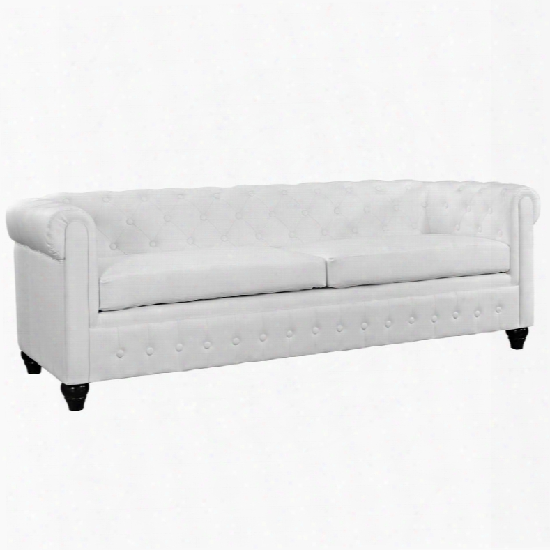 Eei-1413-whi 86" Earl Sofa With Tufted Back Rolled Arms And Vinyl Upholstery In