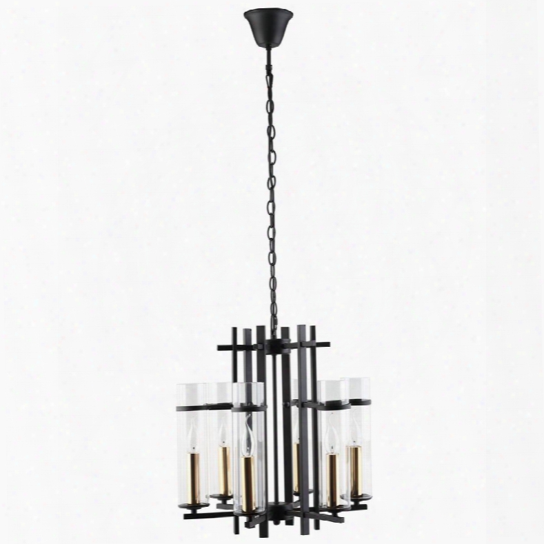 Eei-1581-set Chime Metal Chandelier In Black