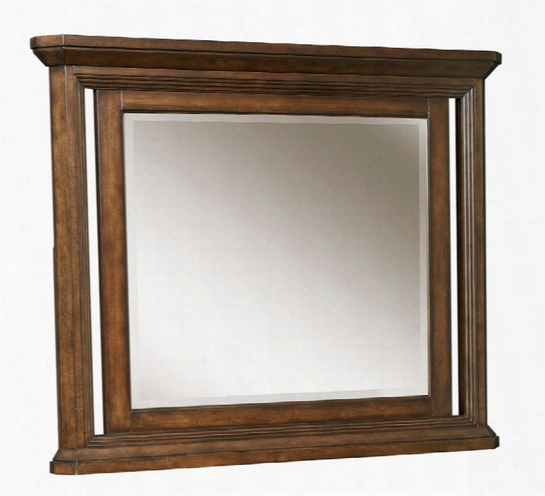 Estes Park 4364-236 47.5" Wide Dresser Mirror With Beveled Edge Molding Details On The Frame And Flared Top In Artisan Oak